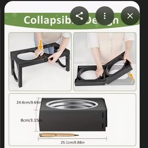 Collapsible Black Pet Bowl Stand